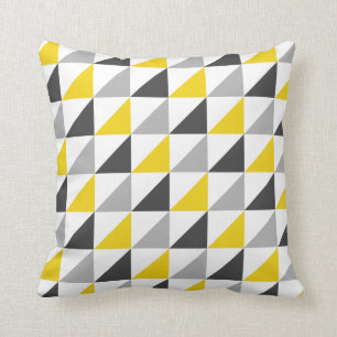Coussin Carreau jaune et gris de motif de triangles