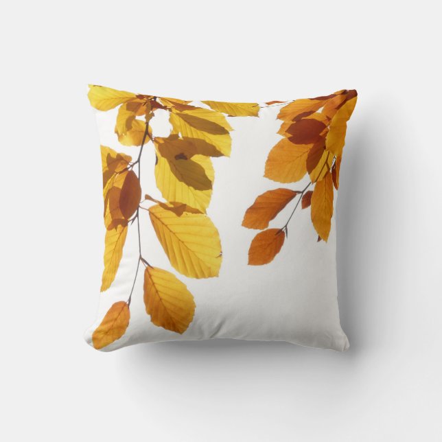 Coussin Carreau jaune-orange d'arbre de feuille d'automne (Recto)