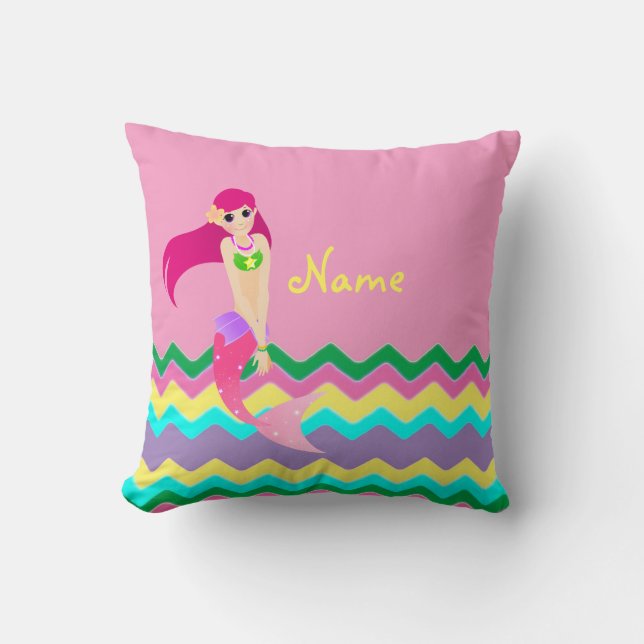 Coussin Carreau mignon 16" de sirène x 16" (Recto)