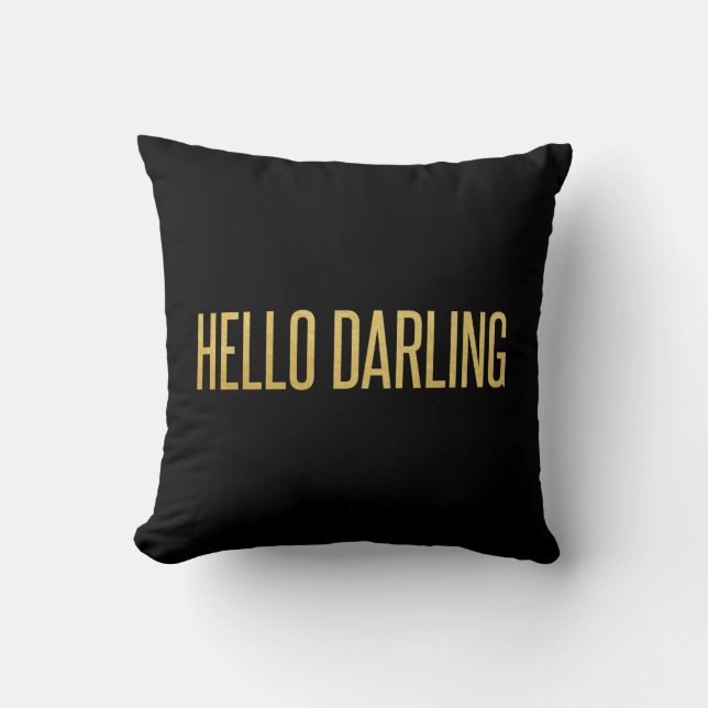Coussin Carreau moderne chéri de feuille d'or bonjour (Recto)