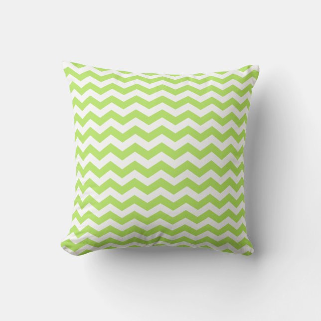 Coussin Carreau moderne de Chevron de vert et de blanc de (Recto)