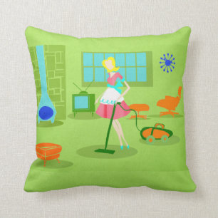 Coussin Carreau moderne de femme au foyer de la moitié du