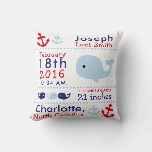 Coussin Carreau nautique de crèche de baleine de stat de (Recto)