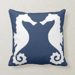 Coussin Carreau nautique d'hippocampes