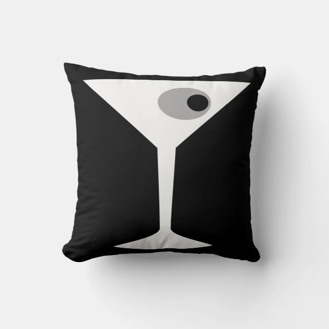 Coussin Carreau Noir en verre de Martini de film (Recto)