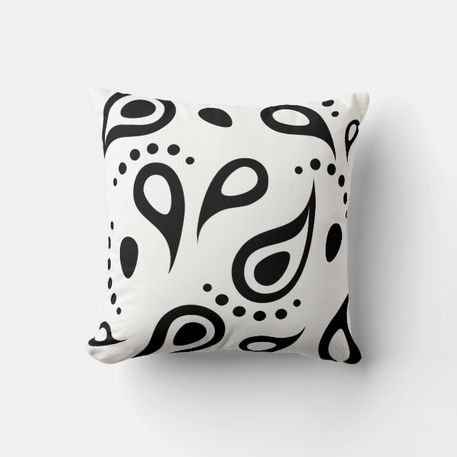 Coussin Carreau noir et blanc de Paisley (Recto)