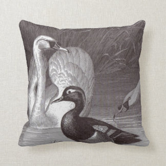 Coussin Carreau noir et blanc de Toile d'oiseau de canard