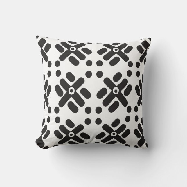 Coussin Carreau noir et blanc d'impression de "Teku" (Recto)