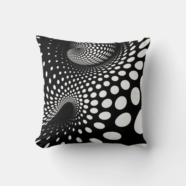 Coussin Carreau noir et blanc moderne d'art (Recto)