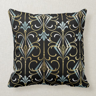 Coussin Carreau noir et bleu des années 1920 d'art déco