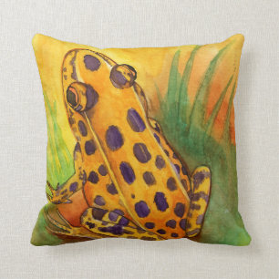 Coussin Carreau orange de grenouille de léopard