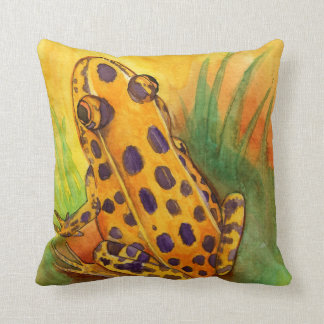 Coussin Carreau orange de grenouille de léopard