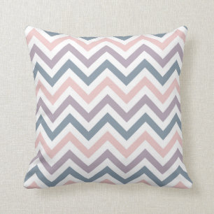 Coussin Carreau   {pêche, lavande et denim} de Chevron