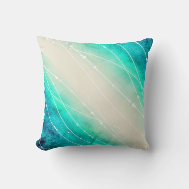 Coussin Carreau peint d'aqua de motif de sable de mer (Recto)