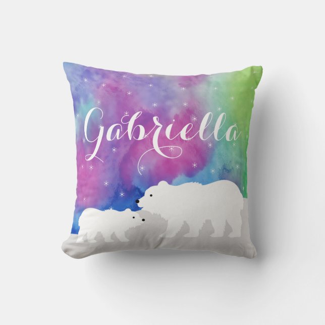 Coussin Carreau personnalisé d'ours blancs (Recto)