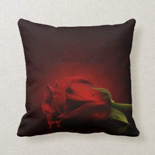 Coussin Carreau personnalisé sanglant de rose rouge