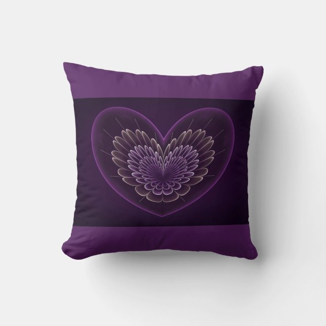 Coussin Carreau pourpre de coeur de fractale (Recto)