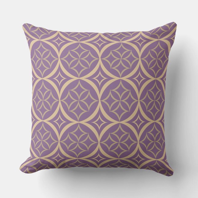 Coussin Carreau pourpre et beige de motif de diamant (Recto)