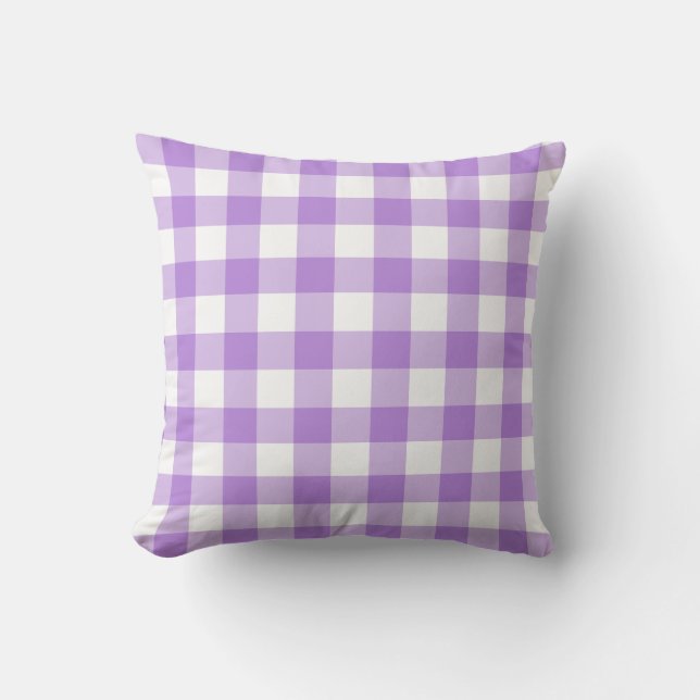Coussin Carreau pourpre et blanc de motif de guingan (Recto)