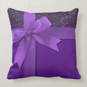 Coussin Carreau pourpre scintillant de ruban