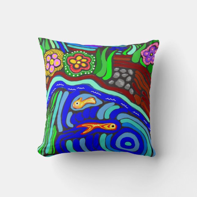 Coussin Carreau psychédélique de jardin (Recto)