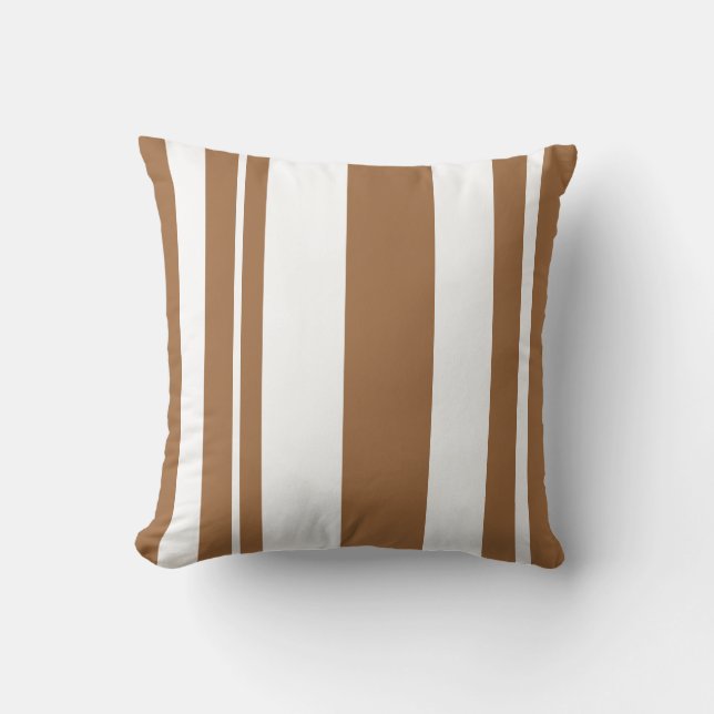 Coussin Carreau rayé blanc et Brown (Recto)