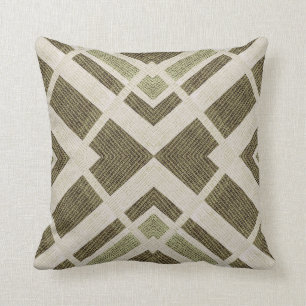 Coussin Carreau rayé vert et beige de motif de flèche