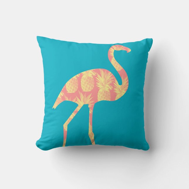 Coussin Carreau rose de coutume de Flamant rose d'ananas (Recto)