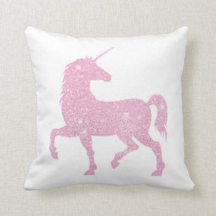 Coussin Carreau rose de licorne de parties scintillantes