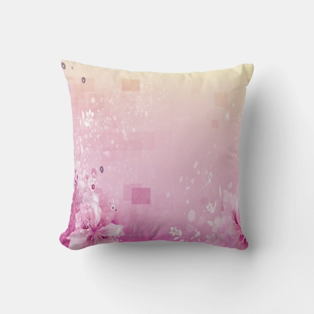 Coussin Carreau rose et floral (Recto)