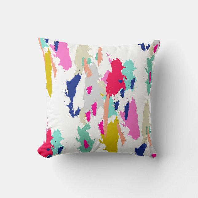 Coussin Carreau rose vert-bleu graphique moderne (Recto)
