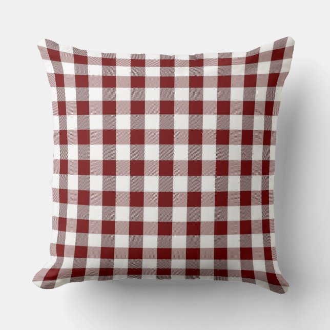 Coussin Carreau rouge classique de guingan de Bourgogne (Recto)