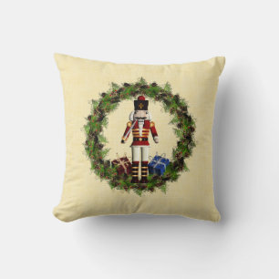 Coussin Carreau rouge de Noël de guirlande de casse-noix