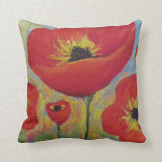 Coussin Carreau rouge de pavots
