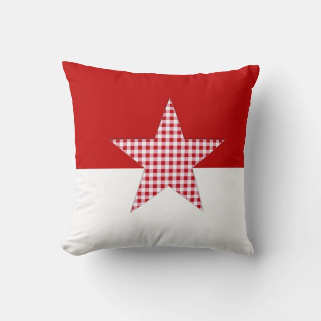 Coussin Carreau rouge d'étoile de plaid (Recto)