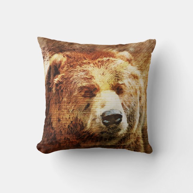 Coussin Carreau rustique d'ours gris (Recto)