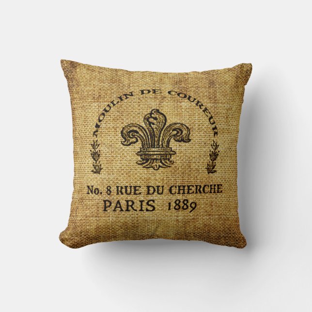 Coussin Carreau texturisé de toile de jute avec le logo (Recto)