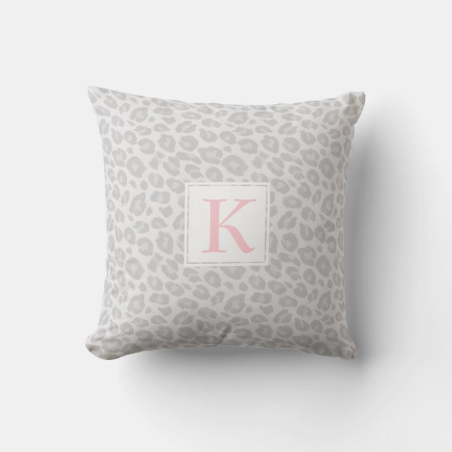 Coussin Carreau tonal gris d'empreinte de léopard de (Recto)
