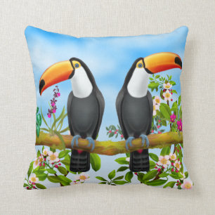 Coussin Carreau tropical de toucans