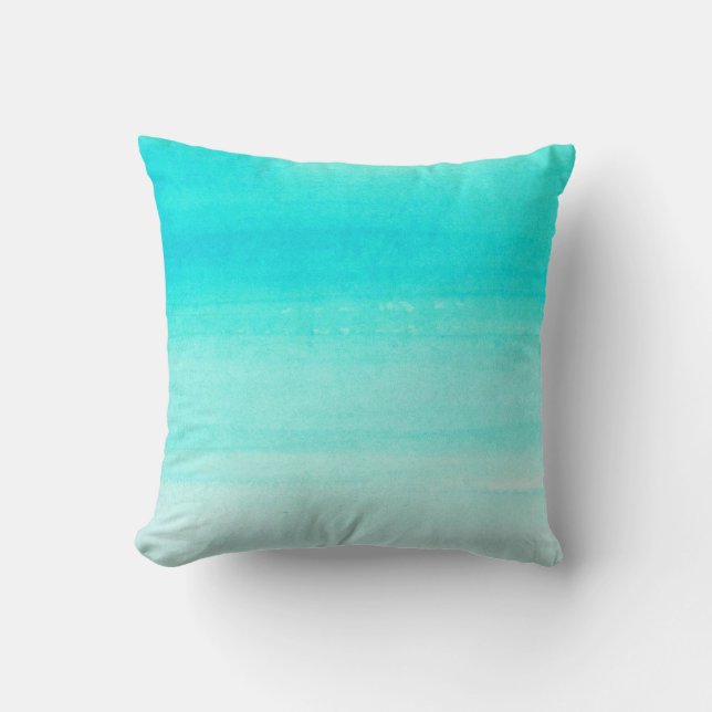 Coussin Carreau turquoise d'Ombre d'aquarelle (Recto)