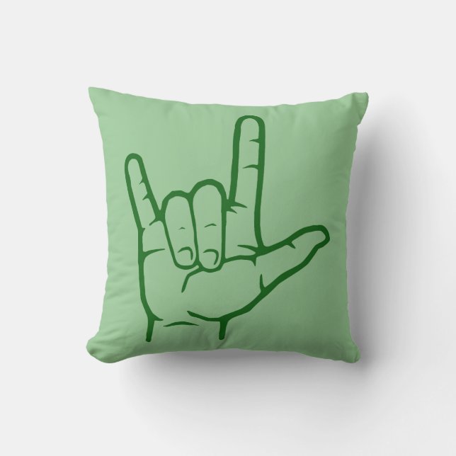 Coussin Carreau vert d'ASL je t'aime (Recto)