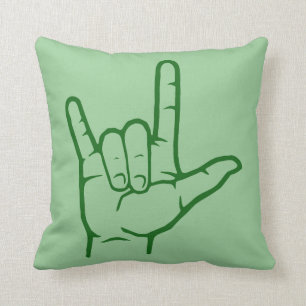 Coussin Carreau vert d'ASL je t'aime