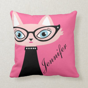 Coussin Carreau vintage chic du chat 2-Sided - rose
