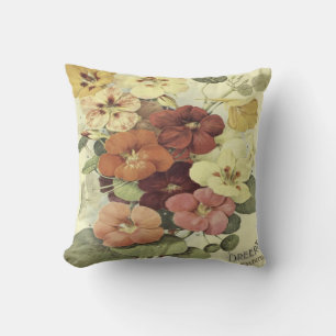 Coussin Carreau vintage de paquet de graine du nasturce de