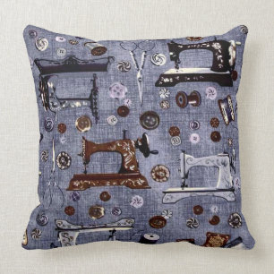 Coussin Carreau vintage d'ouvrière couturière de machines