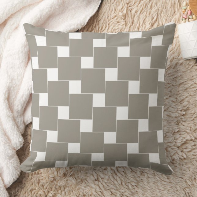Coussin Carreaux blancs et gris modernes Répéter le Motif (Couverture)