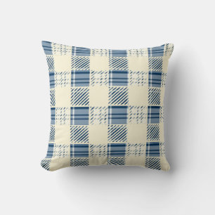 Coussin Carreaux Bleu et Crème 