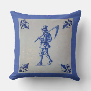 Coussin Carreaux bleus Delft - Cartes de lecture Modèle