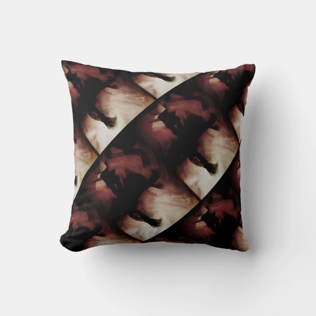 Coussin Carreaux de diagonale bordeaux noirs blancs Tan (Recto)
