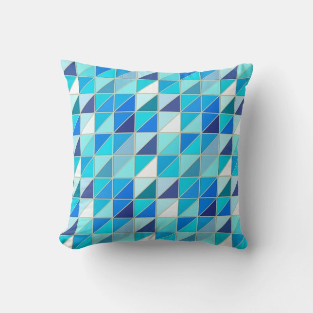 Coussin Carreaux de mosaïque - Tons de bleu et blanc (Recto)
